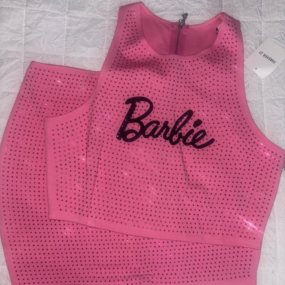 Pink Barbie Tank Top and Skirt Set